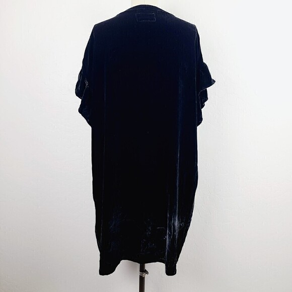 Current Elliott Dress 2 (M) Black Velvet‎ Ruffle-Sleeve Knee Length Popov… - Picture 4 of 6
